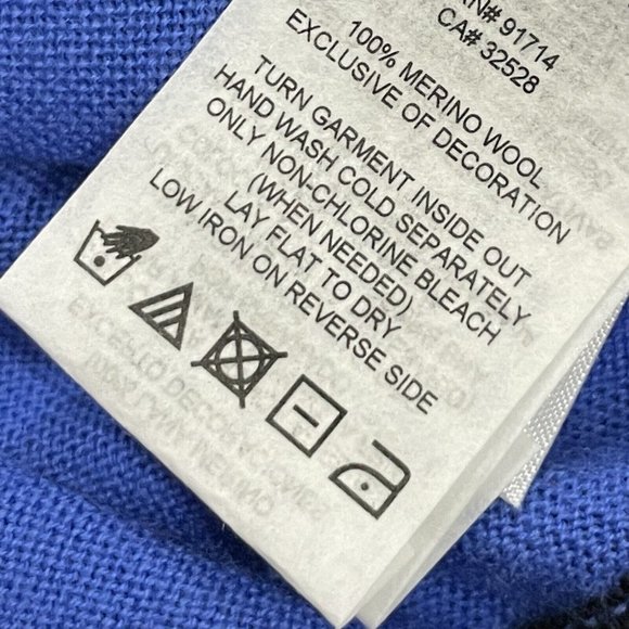 Armani‎ Exchange Sweater Mens Small 100% Merino Wool Blue Colorblock Pullover - Picture 5 of 10